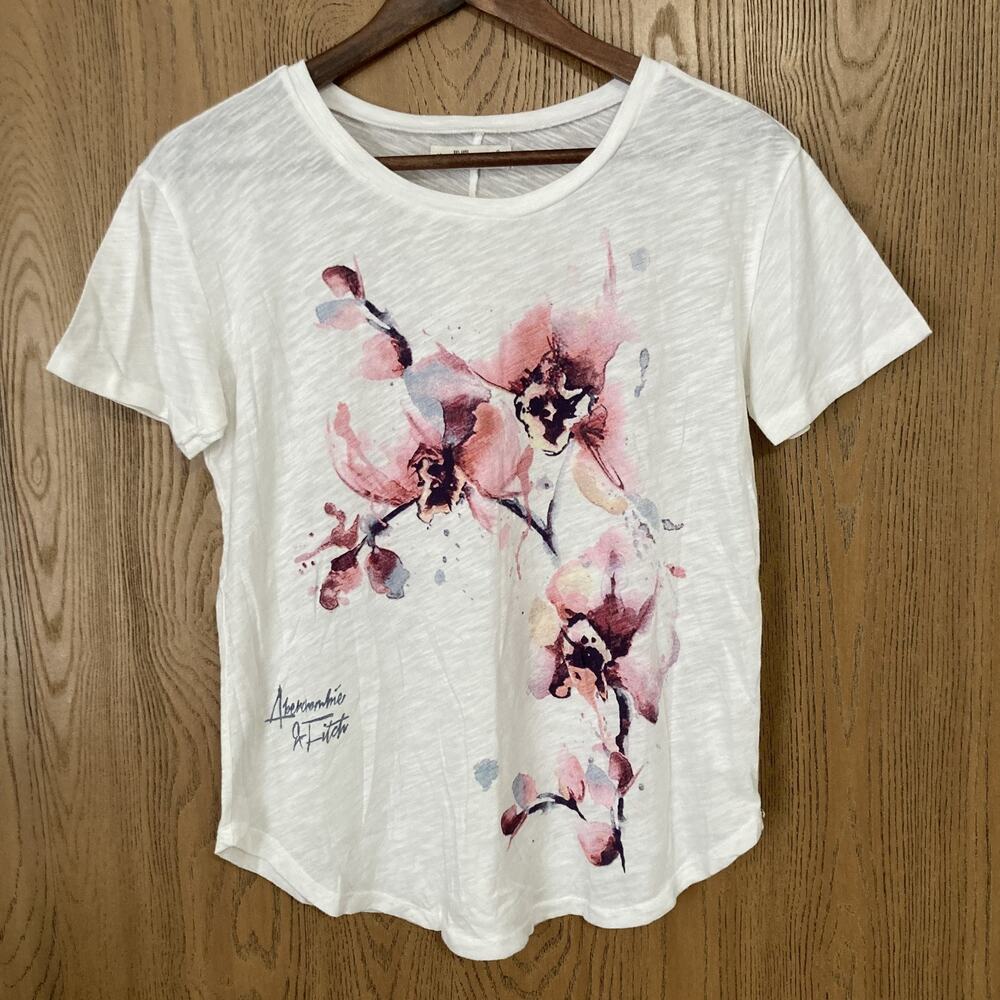 Abercrombie & Fitch Floral Graphic Y2K T-Shirt Garment Dyed 90s Style Size Small